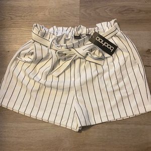 Zoe Striped Tie Belt Shorts